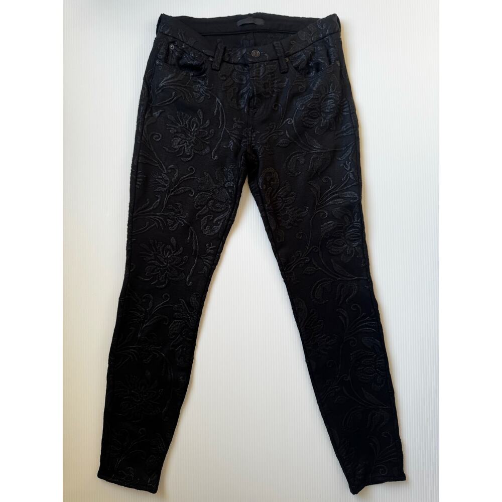 7 For All Mankind Gwenevere Black Floral Embroidered Jeans Pants Sz 29 Coquette - Picture 15 of 15